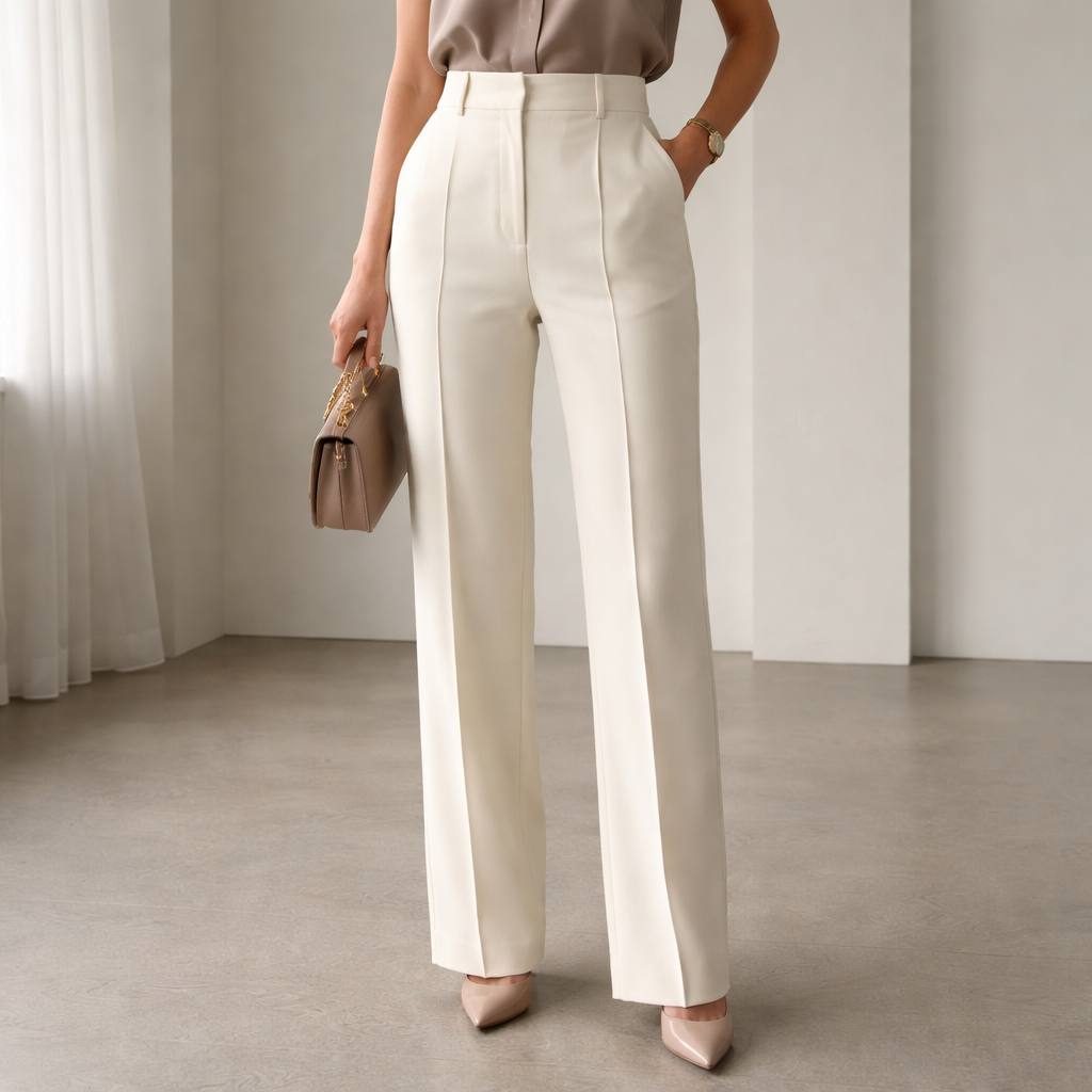 High-Waisted Straight-Leg Trousers